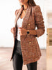 Women's Plaid Blazer, Lapel Collar, Long Sleeves and Button-Front Design