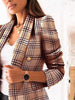 Women's Plaid Blazer, Lapel Collar, Long Sleeves and Button-Front Design