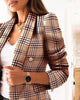 Women's Plaid Blazer, Lapel Collar, Long Sleeves and Button-Front Design