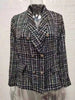 Women's Plaid Blazer, Lapel Collar, Long Sleeves and Button-Front Design