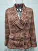 Women's Plaid Blazer, Lapel Collar, Long Sleeves and Button-Front Design