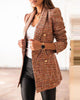 Women's Plaid Blazer, Lapel Collar, Long Sleeves and Button-Front Design