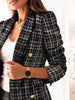 Women's Plaid Blazer, Lapel Collar, Long Sleeves and Button-Front Design