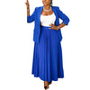 Women's Sophisticated Style Sheep Wool Suit Set Casual Work Two Piece Skirt Outfit for Autumn in Blue Purple White