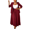 Women's Sophisticated Style Sheep Wool Suit Set Casual Work Two Piece Skirt Outfit for Autumn in Blue Purple White