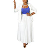 Women's Sophisticated Style Sheep Wool Suit Set Casual Work Two Piece Skirt Outfit for Autumn in Blue Purple White