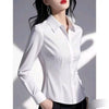Women's Single-Breasted Polyester Solid Color Polo Collar Long Sleeve Cardigan Style Blazer for Work and Interviews