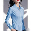 Women's Single-Breasted Polyester Solid Color Polo Collar Long Sleeve Cardigan Style Blazer for Work and Interviews