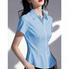 Women's Single-Breasted Polyester Solid Color Polo Collar Long Sleeve Cardigan Style Blazer for Work and Interviews