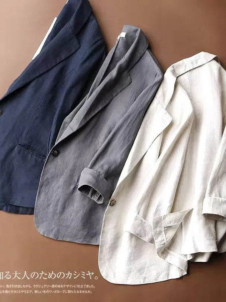 Women's Loose Fit Cotton Suit Collar One Button Vest for Office in Spring