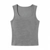 Women's Cotton Round Neck Solid Color Sleeveless Vest Top for Layering in White Black