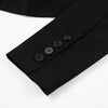 Women's Cotton Blend Solid Color Suit Collar Long Sleeve Casual Office Jacket for Fall Winter in Black