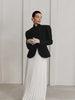 Women's Black Blazer, Stand Collar, Shaped Waist and Long Sleeves