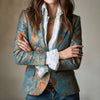 Women's Notched Lapel Long Sleeve Blazer Jacket with Regular Pattern in European and American Style for Elegant Everyday Wear