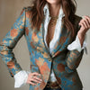 Women's Notched Lapel Long Sleeve Blazer Jacket with Regular Pattern in European and American Style for Elegant Everyday Wear