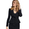 Women's Polyester Solid Color Suit Collar Two Button Long Sleeve Blazer with Buttons for Office Style in Black