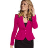 Women's Polyester Solid Color Suit Collar Two Button Long Sleeve Blazer with Buttons for Office Style in Black