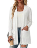 Women's Casual Knitted Floral Half Open Collar Long Sleeve Open Front Cardigan with Splicing for Daily Wear in Black White
