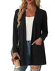 Women's Casual Knitted Floral Half Open Collar Long Sleeve Open Front Cardigan with Splicing for Daily Wear in Black White