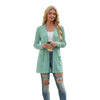 Women's Casual Knitted Floral Half Open Collar Long Sleeve Open Front Cardigan with Splicing for Daily Wear in Black White