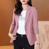 Women's Polyester Solid Color Suit Collar Three-Quarter Sleeve One Button Academy Style Blazer for Casual in Blue Black White Brown