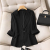Women's Polyester Solid Color Suit Collar Three-Quarter Sleeve One Button Academy Style Blazer for Casual in Blue Black White Brown