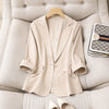 Women's Polyester Solid Color Suit Collar Three-Quarter Sleeve One Button Academy Style Blazer for Casual in Blue Black White Brown