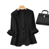 Women's Polyester Solid Color Suit Collar Three-Quarter Sleeve One Button Academy Style Blazer for Casual in Blue Black White Brown