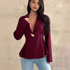 Women's Polyester Solid Color Collar Long Sleeve One Button Waist-Cinching Cardigan for Office in Black Brown