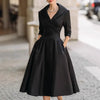 Women's Fit-and-Flare Dress, Foldover Collar, Long Sleeves and Full Skirt
