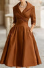 Women's Fit-and-Flare Dress, Foldover Collar, Long Sleeves and Full Skirt