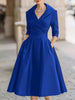 Women's Fit-and-Flare Dress, Foldover Collar, Long Sleeves and Full Skirt