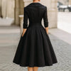 Women's Fit-and-Flare Dress, Foldover Collar, Long Sleeves and Full Skirt