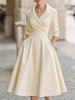 Women's Fit-and-Flare Dress, Foldover Collar, Long Sleeves and Full Skirt