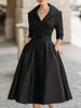 Women's Fit-and-Flare Dress, Foldover Collar, Long Sleeves and Full Skirt