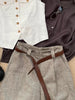 Women's Lightweight Woven Fabric Irregular Casual Straight Capri Pants with Pocket Style for Summer in Solid Color