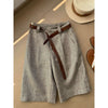 Women's Lightweight Woven Fabric Irregular Casual Straight Capri Pants with Pocket Style for Summer in Solid Color