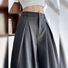 Women's Loose Fit Polyester Solid Color Casual Wide Leg Pants with Elastic High Waist for Spring Summer Office Office in Khaki Black Green