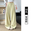 Women's Loose Fit Polyester Solid Color Casual Wide Leg Pants with Elastic High Waist for Spring Summer Office Office in Khaki Black Green