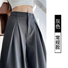 Women's Loose Fit Polyester Solid Color Casual Wide Leg Pants with Elastic High Waist for Spring Summer Office Office in Khaki Black Green