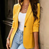 Women's Slim Fit Single Button Solid Color V-Neck Long Sleeve Blazer with Buttons for Office Summer in White Black Yellow Apricot