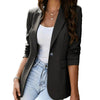 Women's Slim Fit Single Button Solid Color V-Neck Long Sleeve Blazer with Buttons for Office Summer in White Black Yellow Apricot