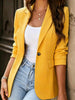 Women's Slim Fit Single Button Solid Color V-Neck Long Sleeve Blazer with Buttons for Office Summer in White Black Yellow Apricot