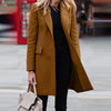 Women's Loose Fit Acrylic Solid Color V-Neck Long Sleeve Office Blazer for Winter in Red Black Brown