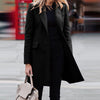 Women's Loose Fit Acrylic Solid Color V-Neck Long Sleeve Office Blazer for Winter in Red Black Brown