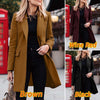 Women's Loose Fit Acrylic Solid Color V-Neck Long Sleeve Office Blazer for Winter in Red Black Brown