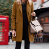 Women's Loose Fit Acrylic Solid Color V-Neck Long Sleeve Office Blazer for Winter in Red Black Brown