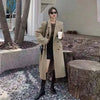 Women's A-Shaped Double Breasted Cotton Coat with Notch Lapel and Middle Sleeves in Sophisticated Style for Spring in Black Khaki Brown