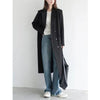 Women's A-Shaped Double Breasted Cotton Coat with Notch Lapel and Middle Sleeves in Sophisticated Style for Spring in Black Khaki Brown