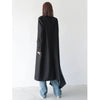 Women's A-Shaped Double Breasted Cotton Coat with Notch Lapel and Middle Sleeves in Sophisticated Style for Spring in Black Khaki Brown